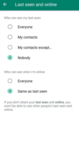 last seen and online